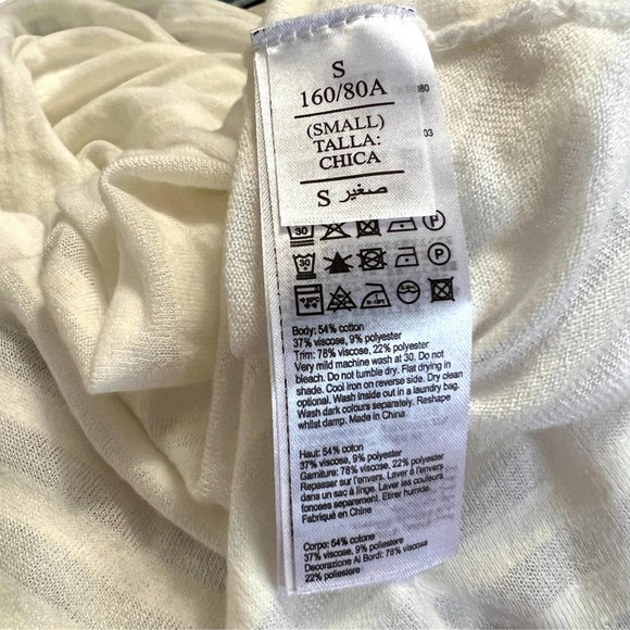 All Saints White Drape Front Blouse Tonal Stripe Size XS EUC - Picture 4 of 9